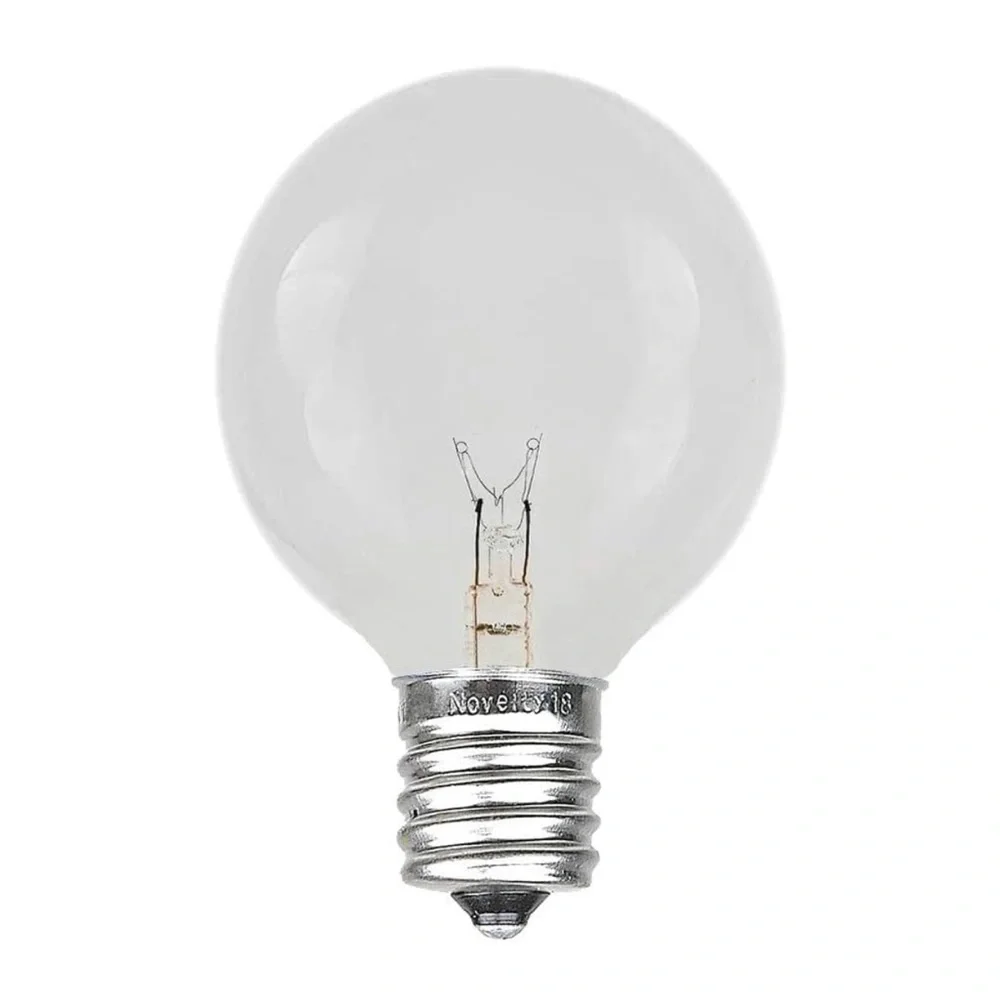 Novelty Lights Incandescent G50 Globe Outdoor Clear Bulbs 7 Watt Lights, 25 Pack